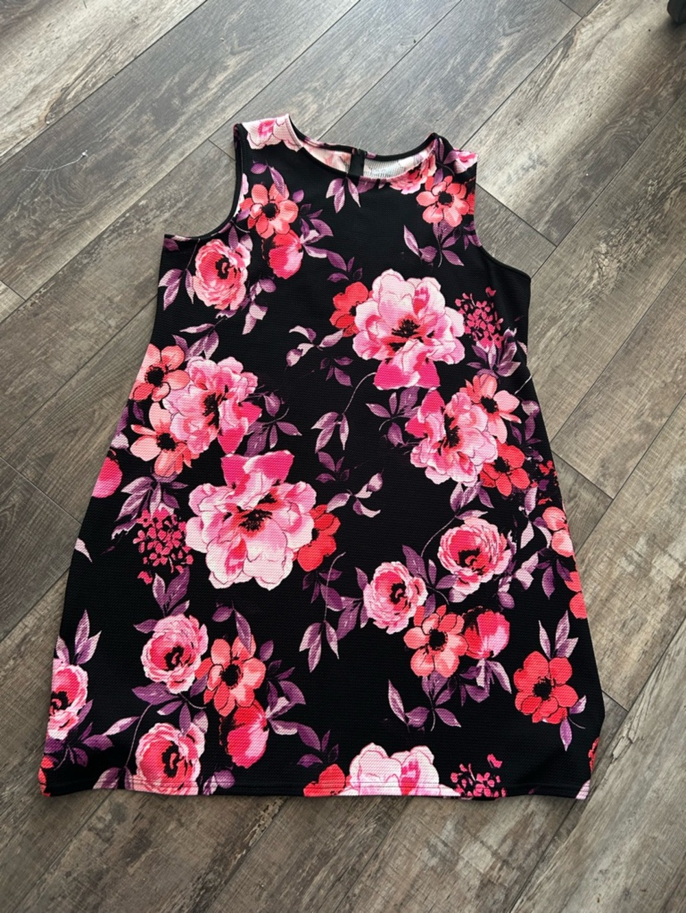 Croft & Barrow Black and Pink Floral Dress XL 48 Bust NWT Ch1
